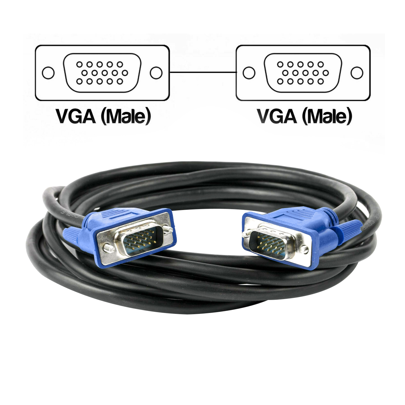 10m VGA Cable Male to Male D-Sub Plug 15 Pin Monitor Cable PC TV Laptop LCD SVGA 