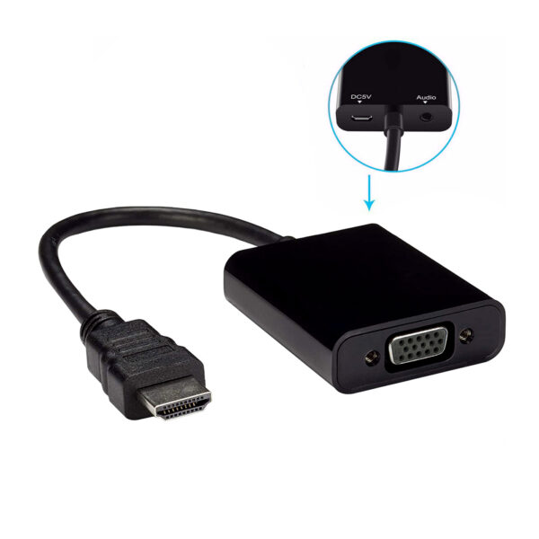 HDMI to VGA Adapter Video Converter 1080P With 3.5mm Audio Power Micro USB Cable