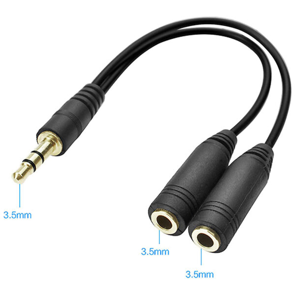 3.5mm Headphone Earphone Splitter Jack Y Male to 2 Female Cable Audio Extension By Emaxsave