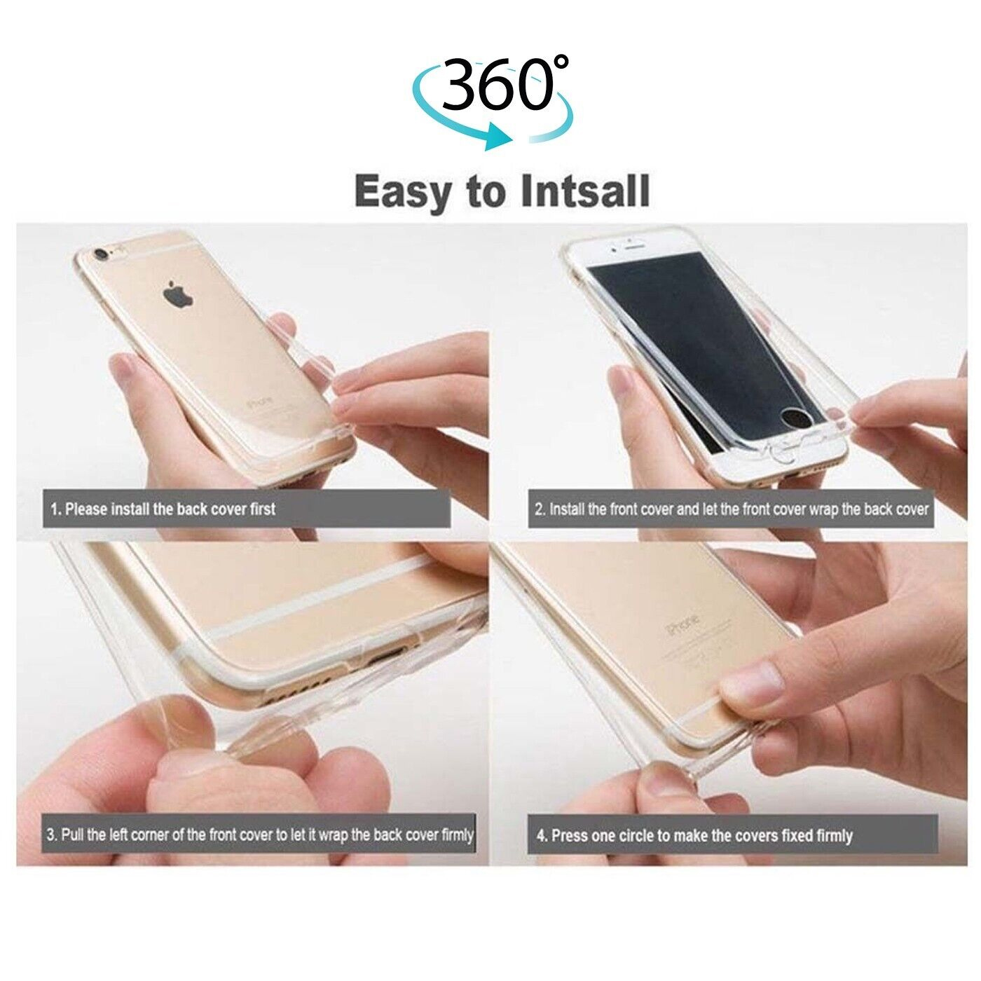 Clear Case for iPhone 7 360 Front Back Full Body Protection TPU Skin Cover