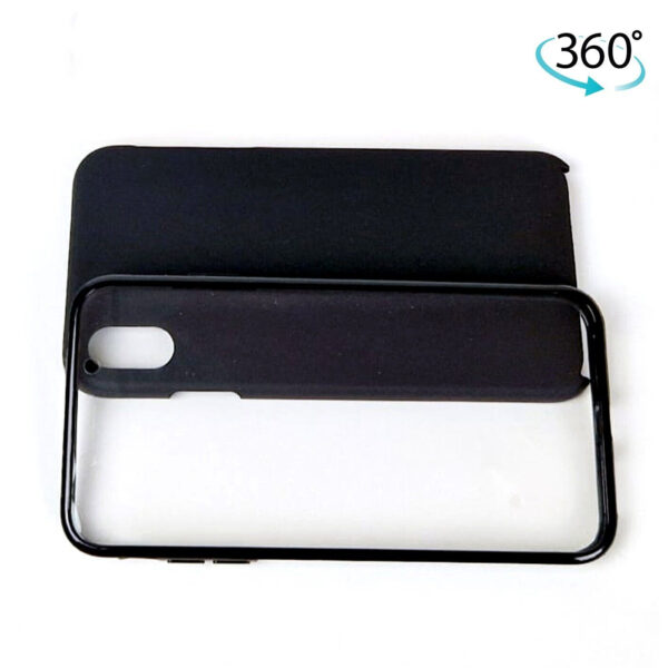 iPhone Series 360 Black Full Body PC Glass Case Silicone Gel Cover TPU Skin